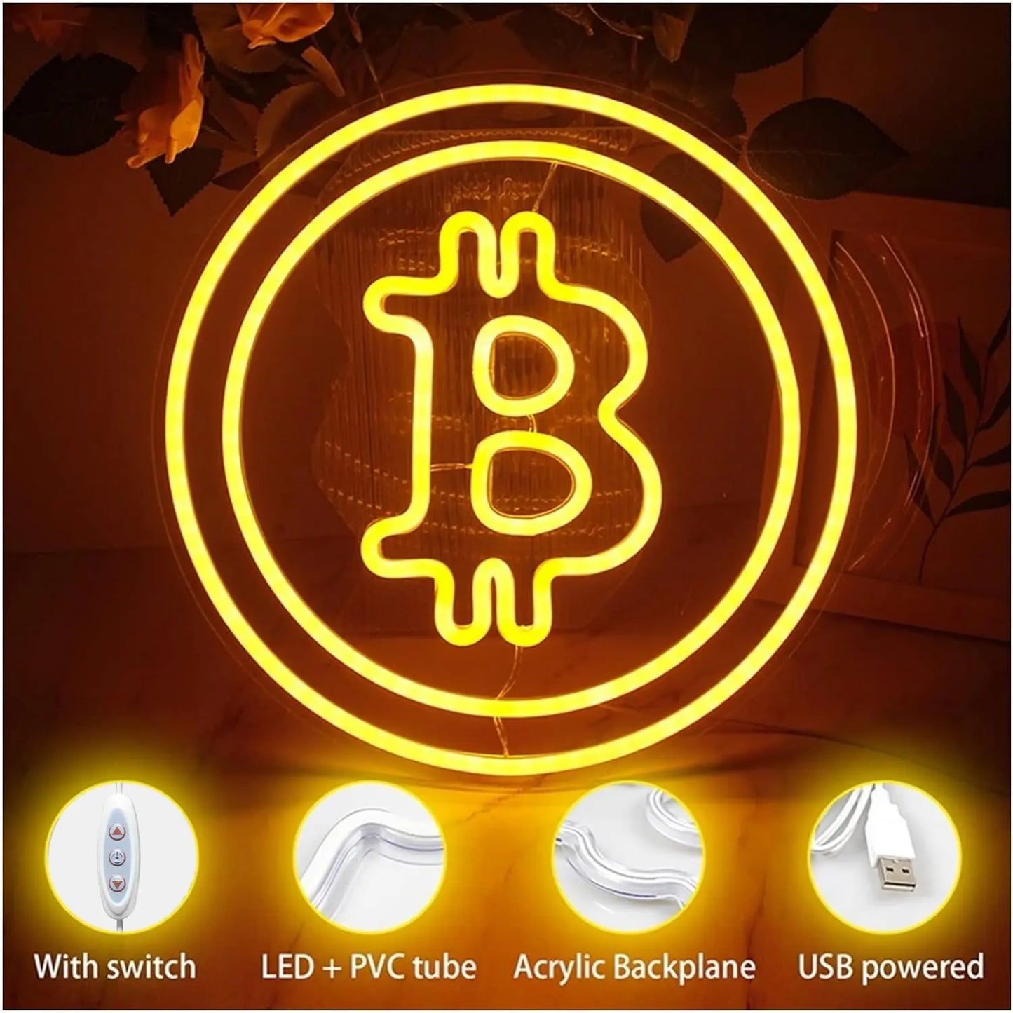 Bitcoin LED Neon Sign – Crypto Desk & Wall Light